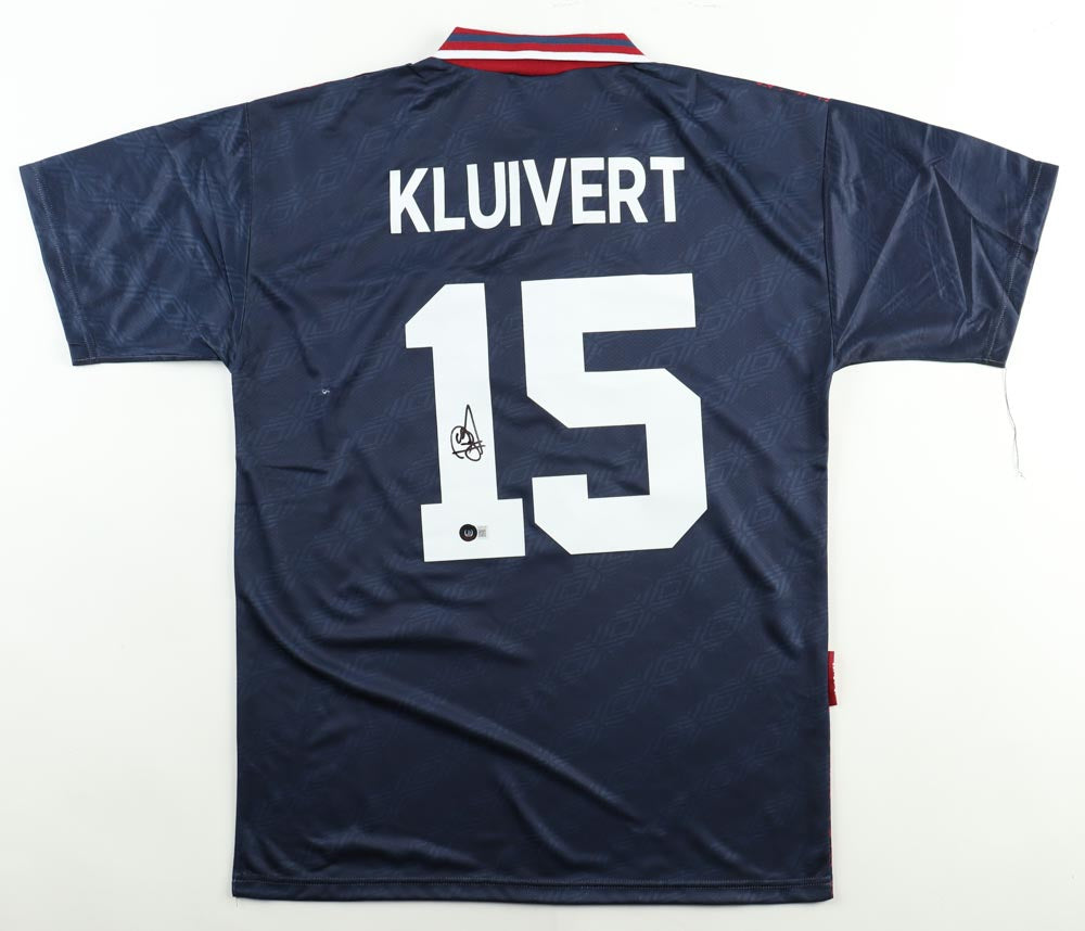 Patrick Kluivert #15 Ajax 94/95 Away UCL Signed Jersey (Beckett COA)